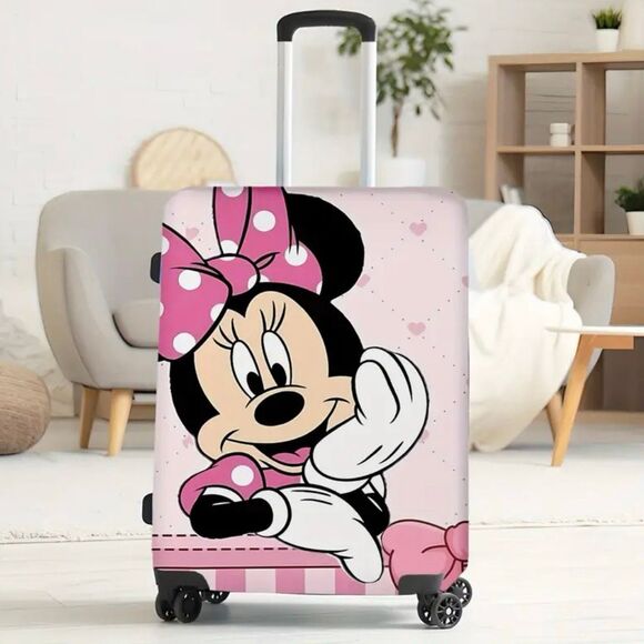 NWT Minnie Mouse Gorgeous Sz L 22”-24” Pink Black Suitcase Luggage Elastic Cover - Picture 1 of 12